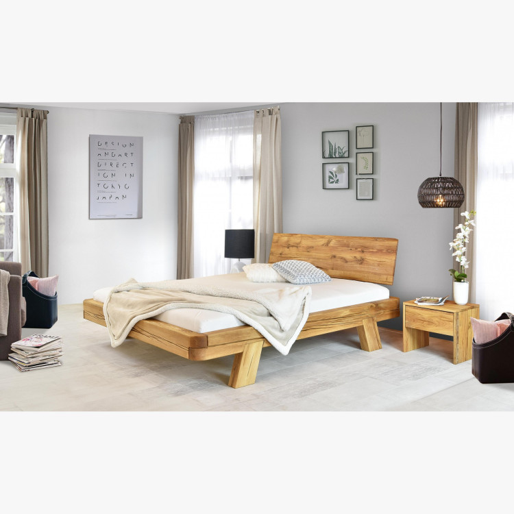 Eichenluxusbett aus Balken Mia 160x200 cm – robustes Doppelbett
