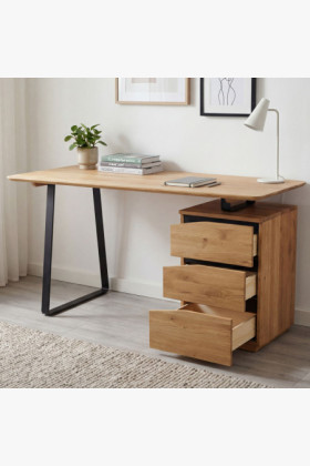 Eichen-Schreibtisch mit schwarzen Metallbeinen, Smak 2