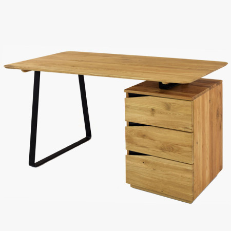 Eichen-Schreibtisch mit schwarzen Metallbeinen, Smak