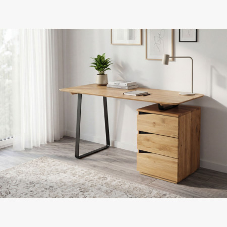 Eichen-Schreibtisch mit schwarzen Metallbeinen, Smak