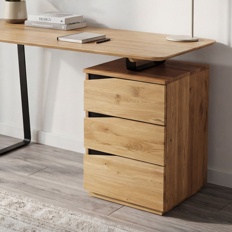 Eichen-Schreibtisch mit schwarzen Metallbeinen, Smak