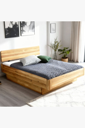 Abgerundetes Massivholz-Doppelbett Stockholm 160x200 cm