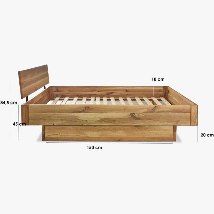 Abgerundetes Massivholz-Doppelbett Stockholm 160x200 cm