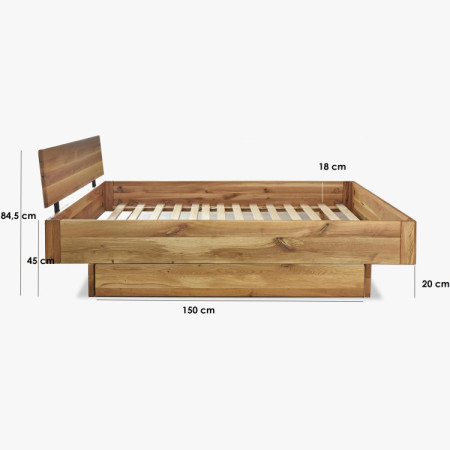 Abgerundetes Massivholz-Doppelbett Stockholm 160x200 cm