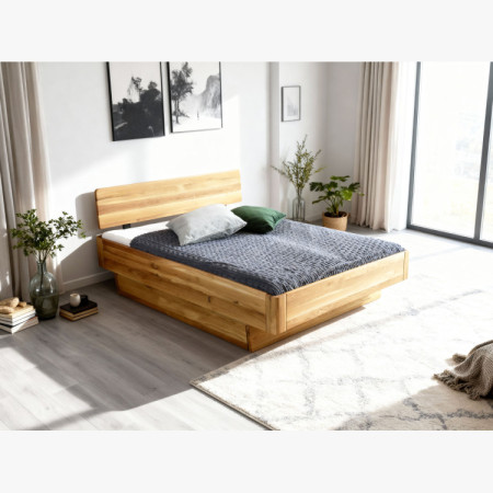 Abgerundetes Massivholz-Doppelbett Stockholm 160x200 cm