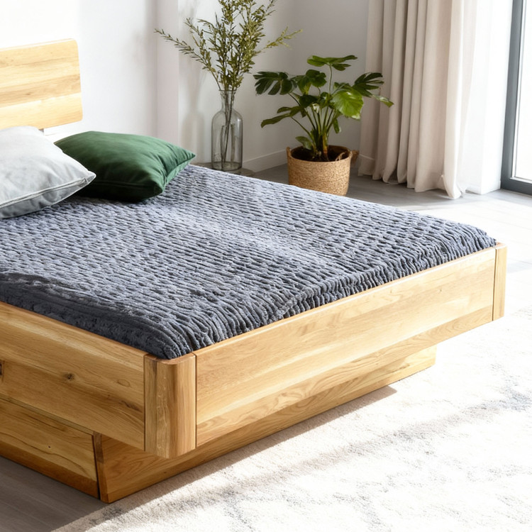 Abgerundetes Massivholz-Doppelbett Stockholm 160x200 cm