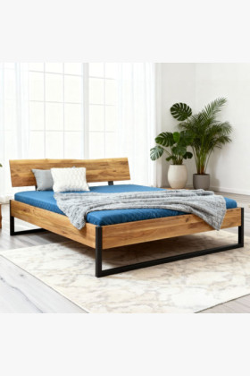 Futonbett massiv Eiche IRON 180x200 cm mit Metallfüßen