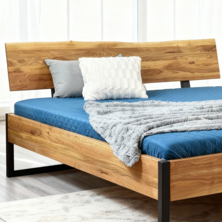 Futonbett massiv Eiche IRON 180x200 cm mit Metallfüßen