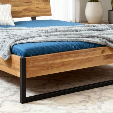 Futonbett massiv Eiche IRON 180x200 cm mit Metallfüßen