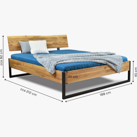 Futonbett massiv Eiche IRON 180x200 cm mit Metallfüßen