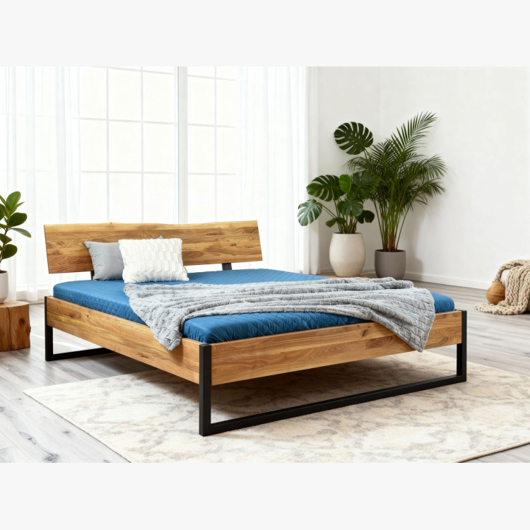 Futonbett massiv Eiche IRON 180x200 cm mit Metallfüßen