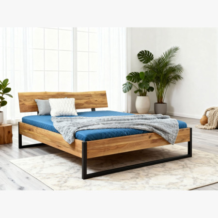 Futonbett massiv Eiche IRON 180x200 cm mit Metallfüßen