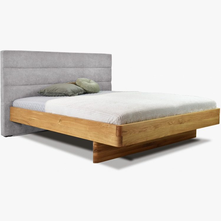 Dubett aus Eiche mit grauem Stoffkopfteil Dominika 160x200 cm