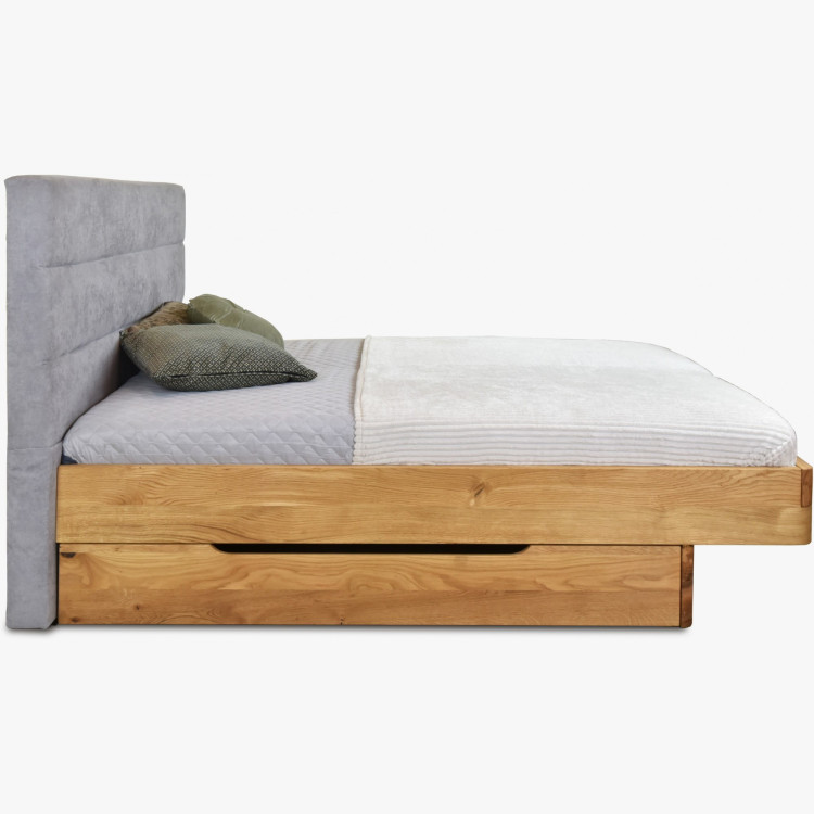 Dubett aus Eiche mit grauem Stoffkopfteil Dominika 160x200 cm