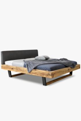 Moderne massive Eichenholz-Bett mit Metallfüßen, Laura 200 x 200 2