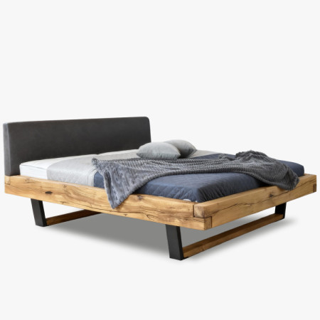 Moderne massive Eichenholz-Bett mit Metallfüßen, Laura 200 x 200