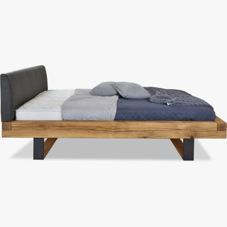 Moderne massive Eichenholz-Bett mit Metallfüßen, Laura 200 x 200