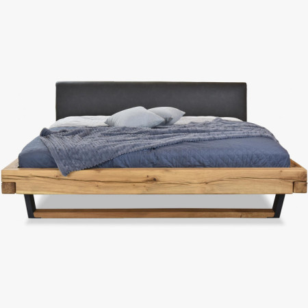Moderne massive Eichenholz-Bett mit Metallfüßen, Laura 200 x 200