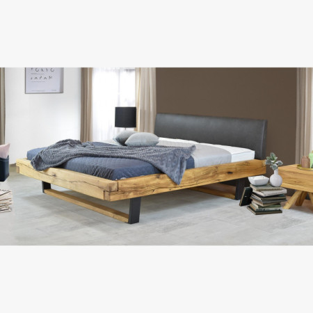 Moderne massive Eichenholz-Bett mit Metallfüßen, Laura 200 x 200
