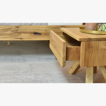 Moderne massive Eichenholz-Bett mit Metallfüßen, Laura 200 x 200