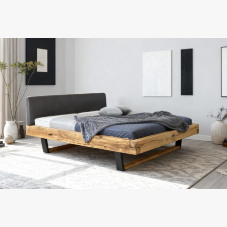 Moderne massive Eichenholz-Bett mit Metallfüßen, Laura 200 x 200