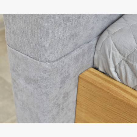 Dubett Dominika 180x200 cm aus massivem Eichenholz mit grauem Kopfteil