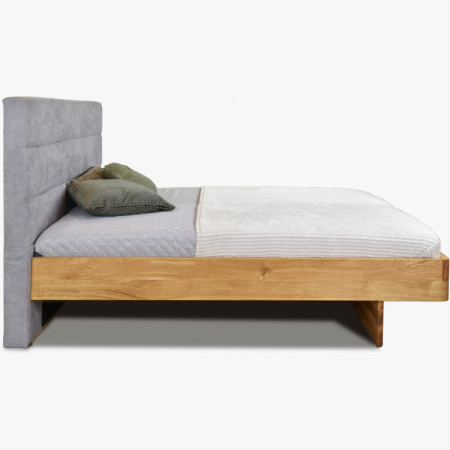 Dubett Dominika 180x200 cm aus massivem Eichenholz mit grauem Kopfteil