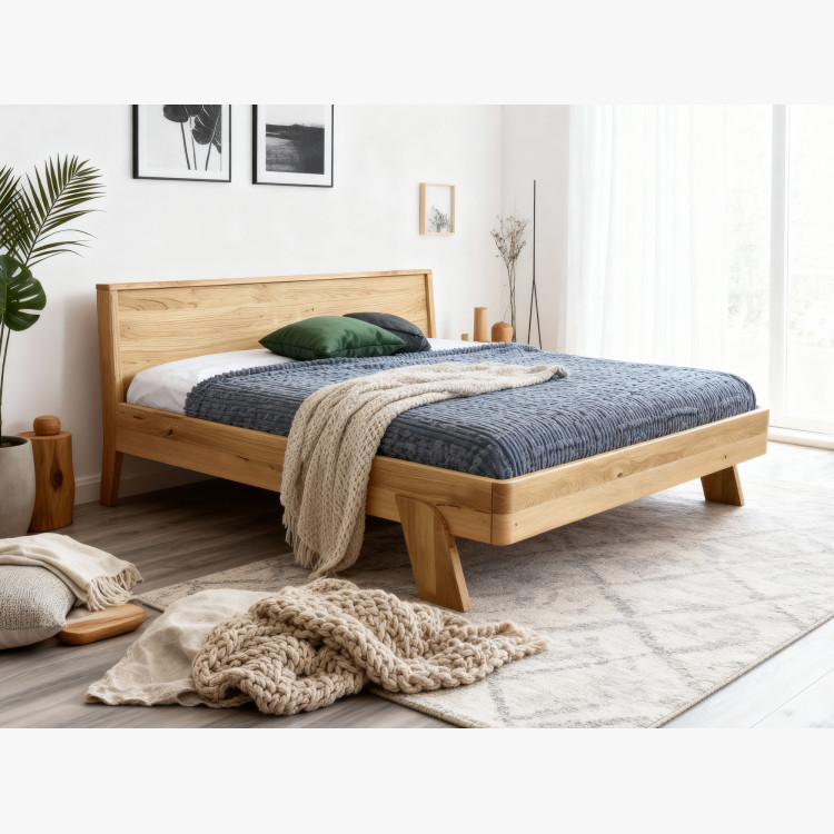 Manchhaftes Doppelbett aus massivem Eichenholz Siena 180x200 cm