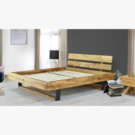 Modernes Bett aus massivem Eichenholz auf Beinen, Laura 180 x 200 cm