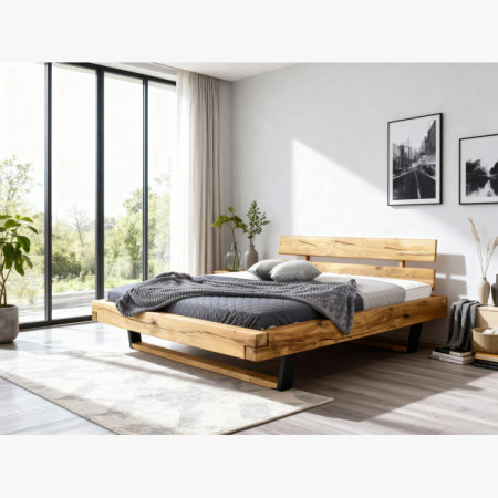 Modernes Bett aus massivem Eichenholz auf Beinen, Laura 180 x 200 cm