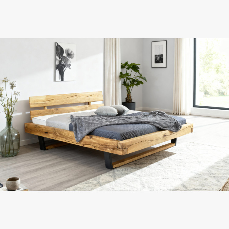 Modernes Bett aus massivem Eichenholz auf Beinen, Laura 180 x 200 cm