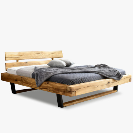 Modernes Bett aus massivem Eichenholz auf Beinen, Laura 200 x 200 cm