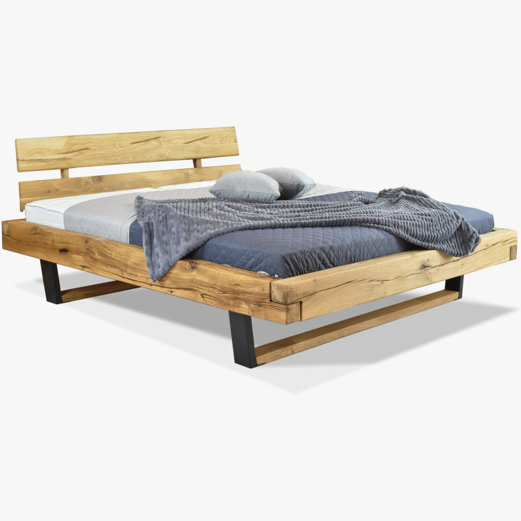 Modernes Bett aus massivem Eichenholz auf Beinen, Laura 200 x 200 cm