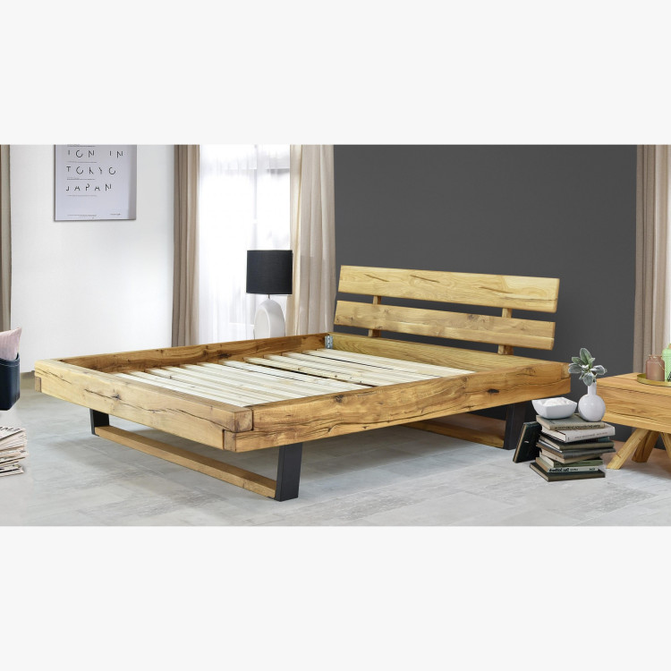 Modernes Bett aus massivem Eichenholz auf Beinen, Laura 200 x 200 cm