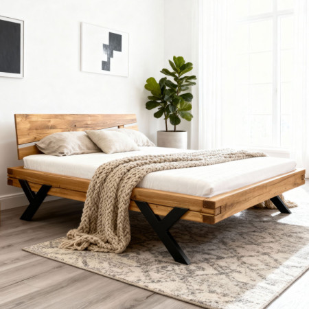 Luxusbett aus Massivholz Modell Y Eiche 180x200 cm