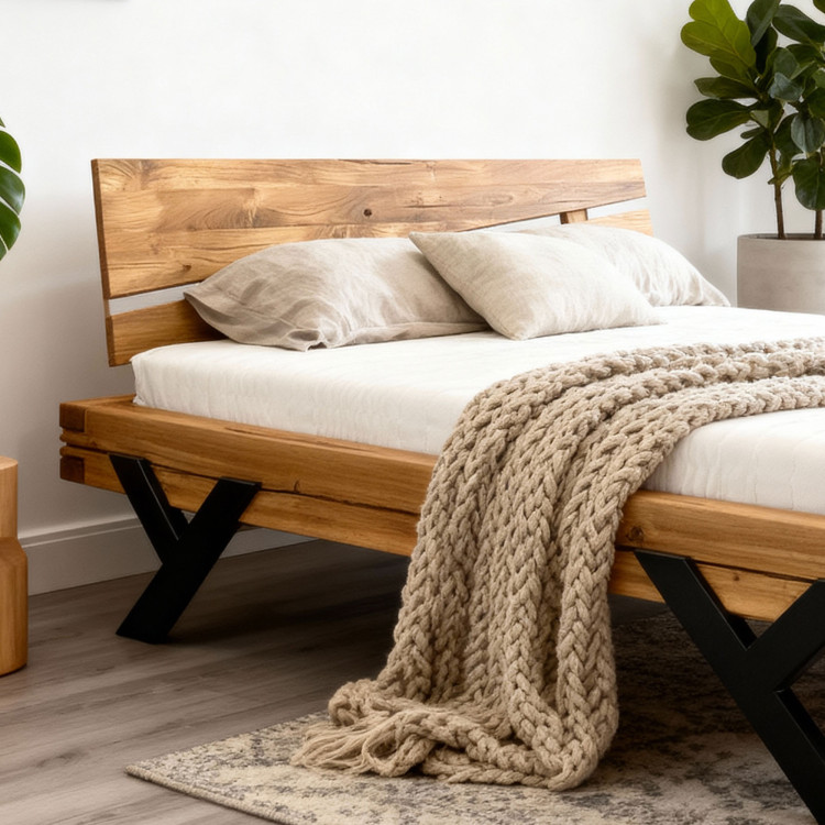 Luxusbett aus Massivholz Modell Y Eiche 180x200 cm