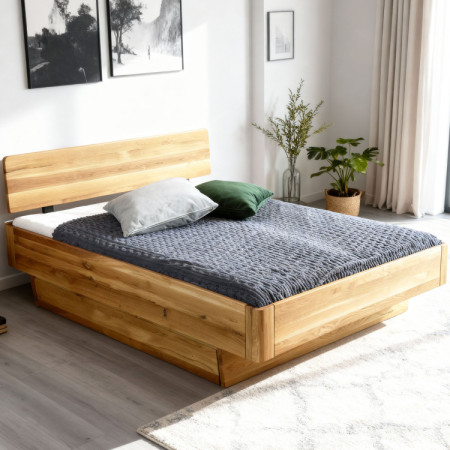 Abgerundetes massives Doppelbett Stockholm 180x200 cm aus Eiche