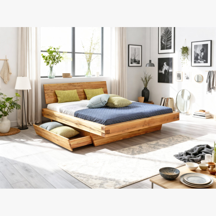 Dubett aus naturbelassenen Eichenleisten Matus 160 x 200 cm Massivholz