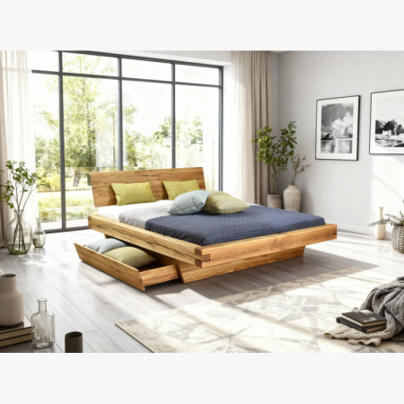 Dubett aus naturbelassenen Eichenleisten Matus 160 x 200 cm Massivholz