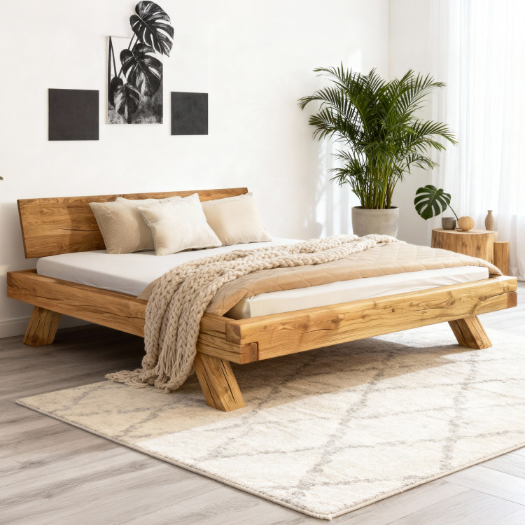 Holzbett aus Eiche Miky 160 x 200 massiv und elegant