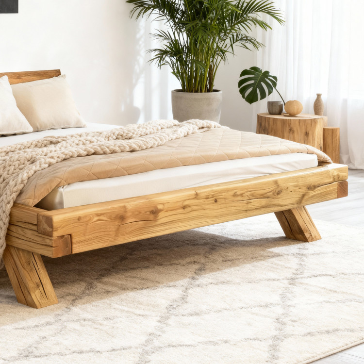 Holzbett aus Eiche Miky 160 x 200 massiv und elegant