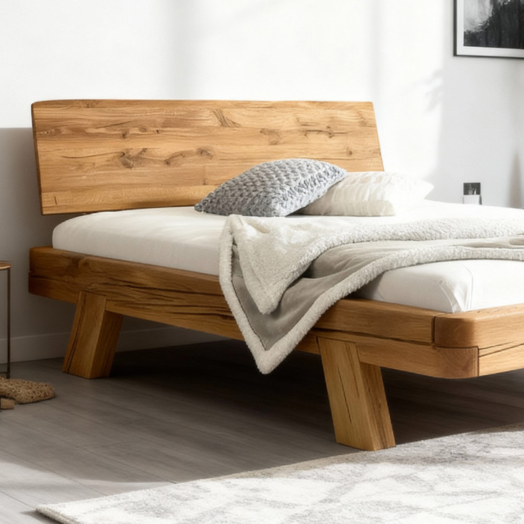 Eichen-Luxusbett aus Balken Doppelbett Mia 140 x 200 cm