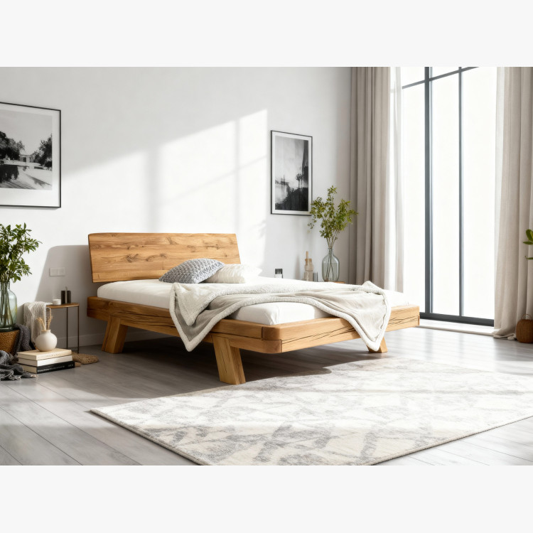 Eichen-Luxusbett aus Balken Doppelbett Mia 140 x 200 cm