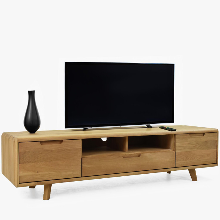 TV-Kommode aus Holz, Eiche Natur auf Füßen