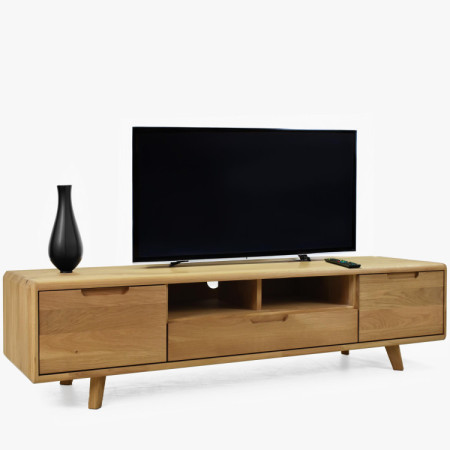 TV-Kommode aus Holz, Eiche Natur auf Füßen