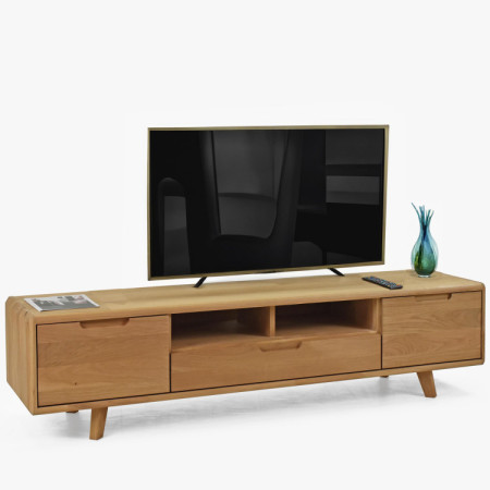 TV-Kommode aus Holz, Eiche Natur auf Füßen
