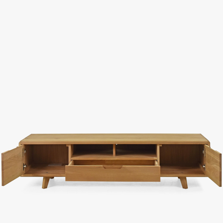 TV-Kommode aus Holz, Eiche Natur auf Füßen