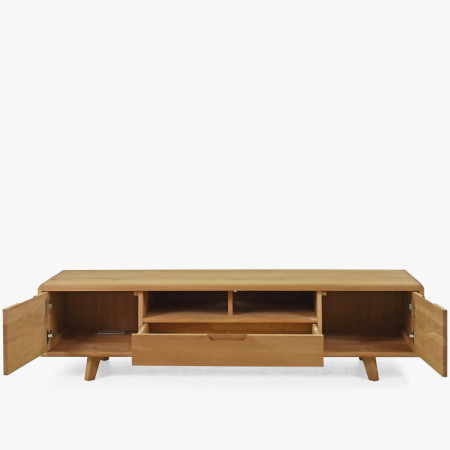 TV-Kommode aus Holz, Eiche Natur auf Füßen