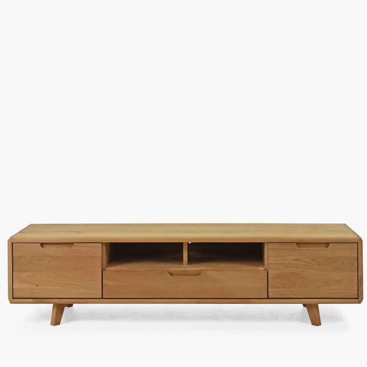 TV-Kommode aus Holz, Eiche Natur auf Füßen