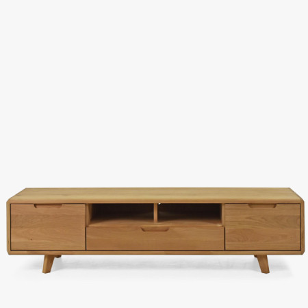 TV-Kommode aus Holz, Eiche Natur auf Füßen